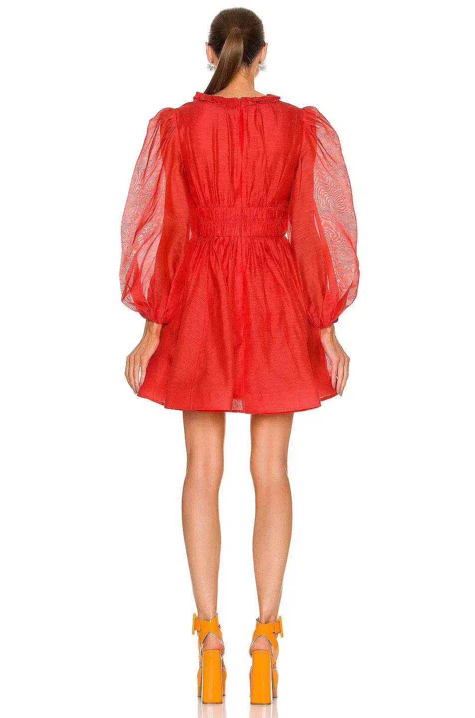 Zimmermann Prima Frill V Neck Mini Dress Red Size AU 12 - Image 3