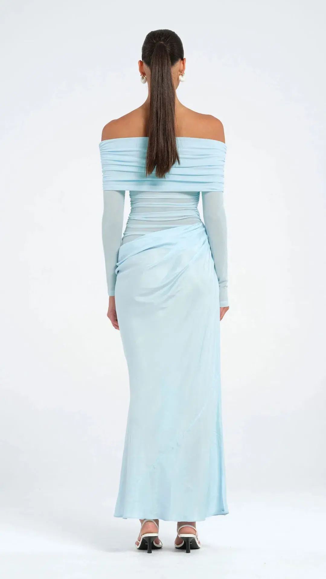 Benni Yasmin Off Shoulder Dress Maxi Baby Blue Size AU 10  - Image 3