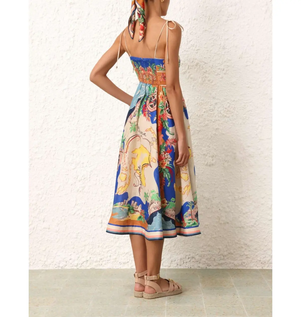 Zimmermann Alight Picnic Midi Dress Nautical Map Print  Size 2 / AU 12 - Image 3