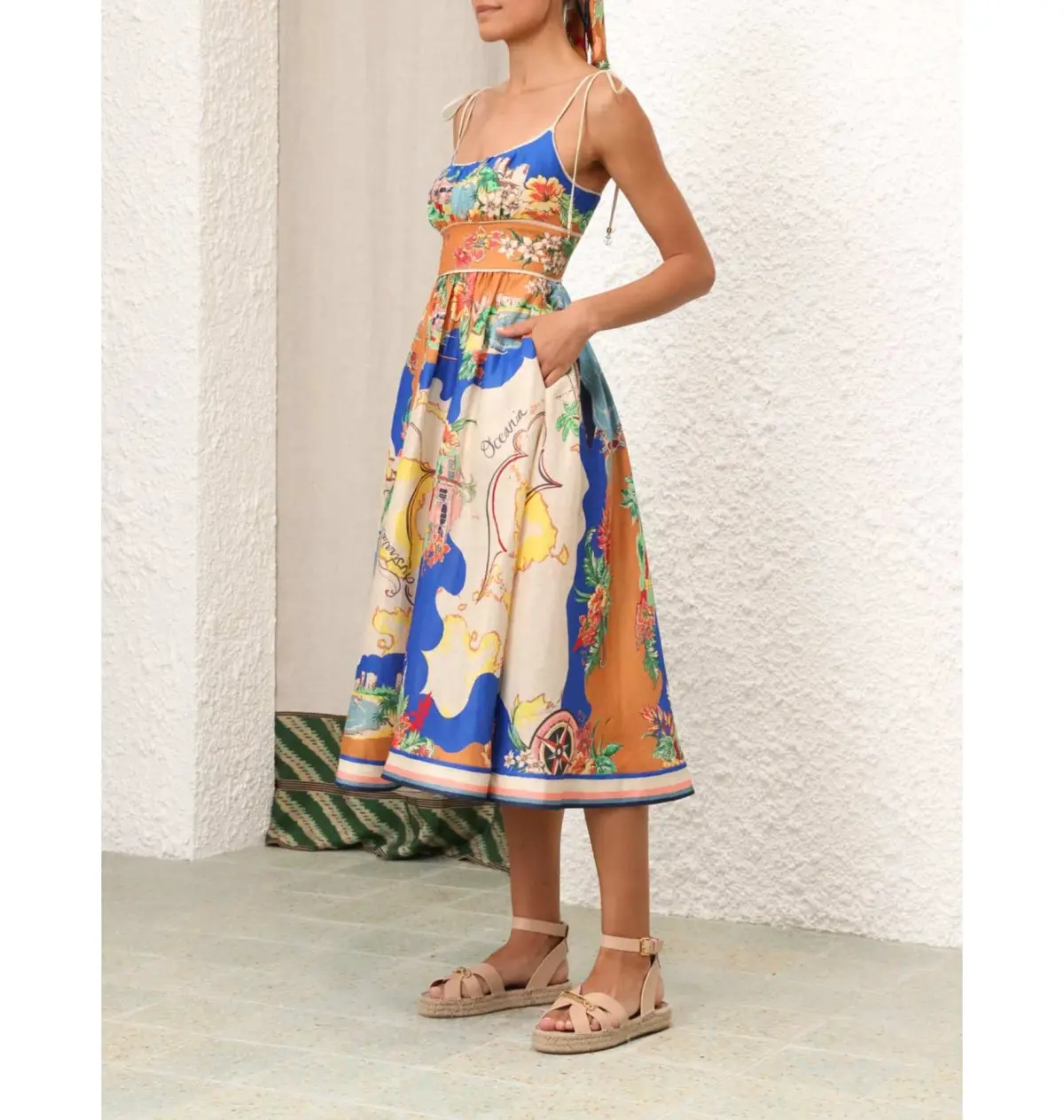 Zimmermann Alight Picnic Midi Dress Nautical Map Print  Size 2 / AU 12 - Image 2