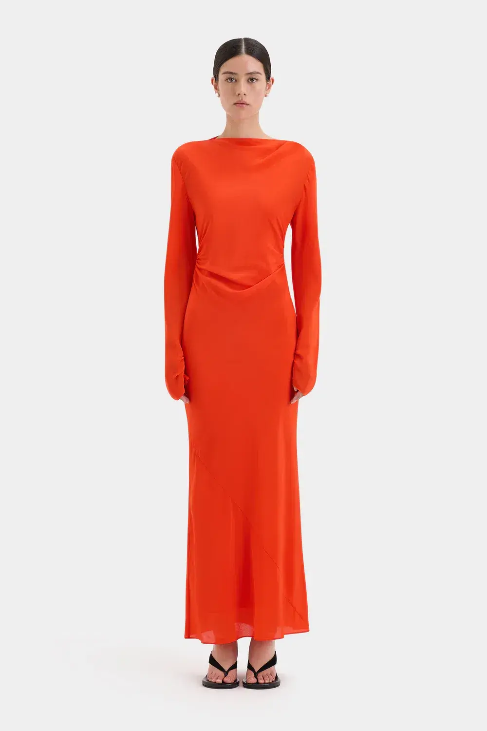 Sir The Label Fresca Gathered Midi Dress Tangerine Size 12 - Image 1