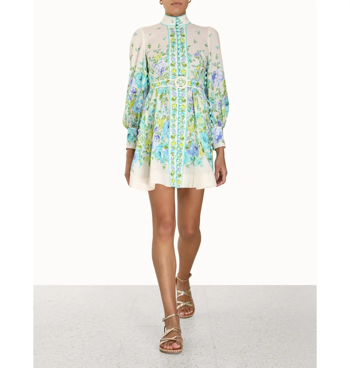 Zimmermann Raie Buttoned Mini Dress Floral Size 3 / AU 14 - Image 1