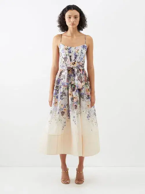 Zimmermann Tama Corset Midi Dress Floral Size 3 / AU 14 - Image 1