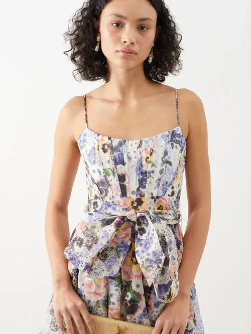 Zimmermann Tama Corset Midi Dress Floral Size 3 / AU 14 - Image 2
