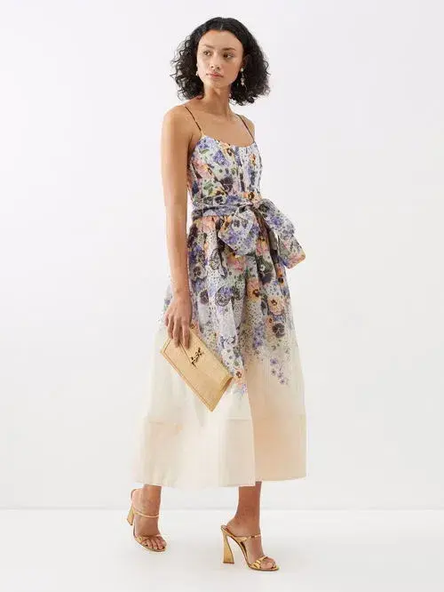 Zimmermann Tama Corset Midi Dress Floral Size 3 / AU 14 - Image 3