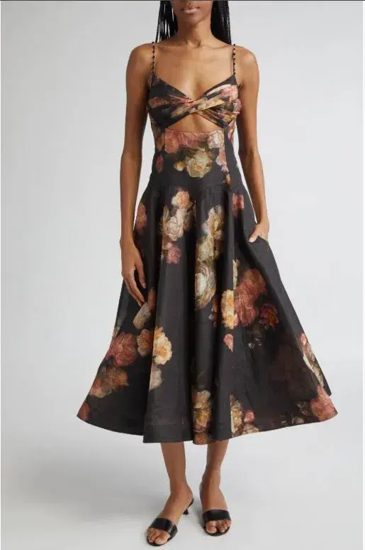 Zimmermann Hypnotic Twist Midi Dress Russet Floral Size 10 - Image 1