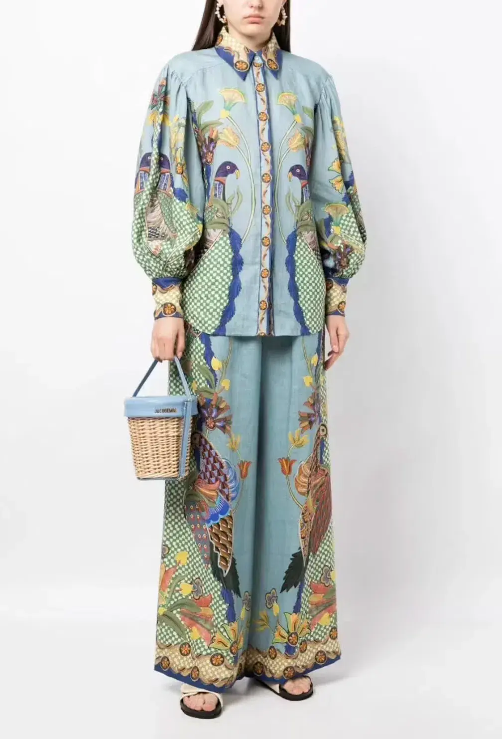 Alemais Gilly Shirt & Pant Set Misty Blue Print Size AU 10 - Image 1