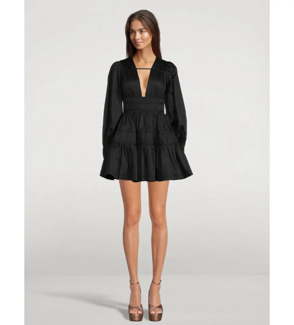 Aje Fallingwater Fallingwater Gathered Mini Dress in Black Size S / AU 8 - Image 1