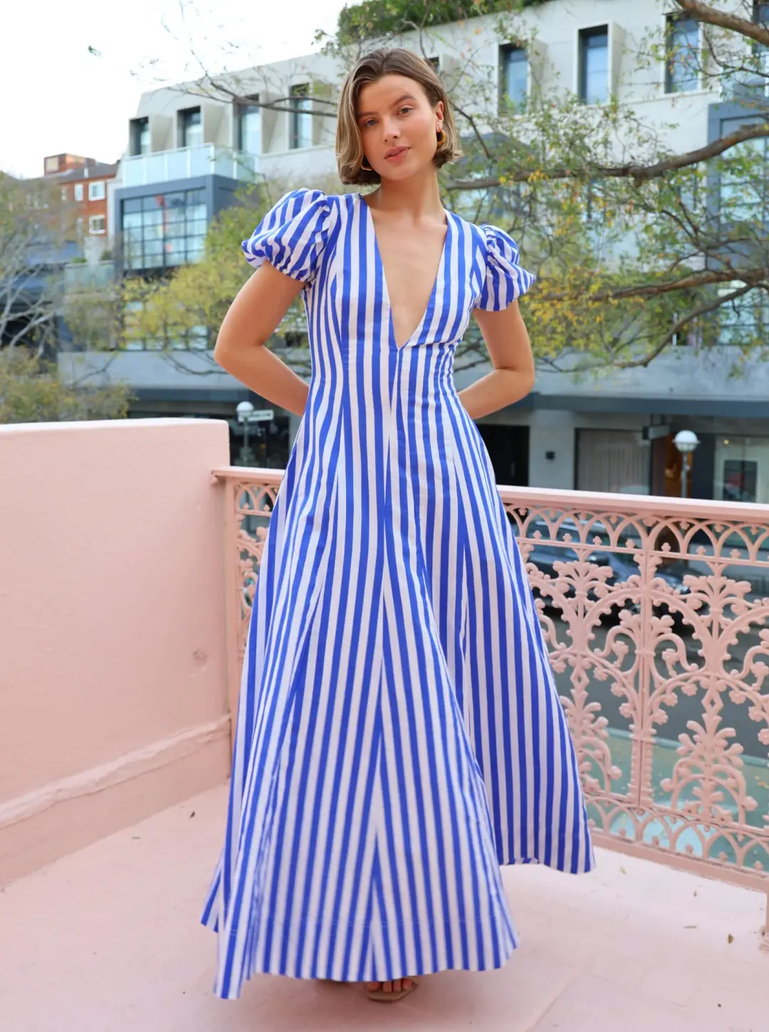 By Nicola S/S Wavy Maxi Dress in Stripe Size AU 14 for rent on The Volte - main image