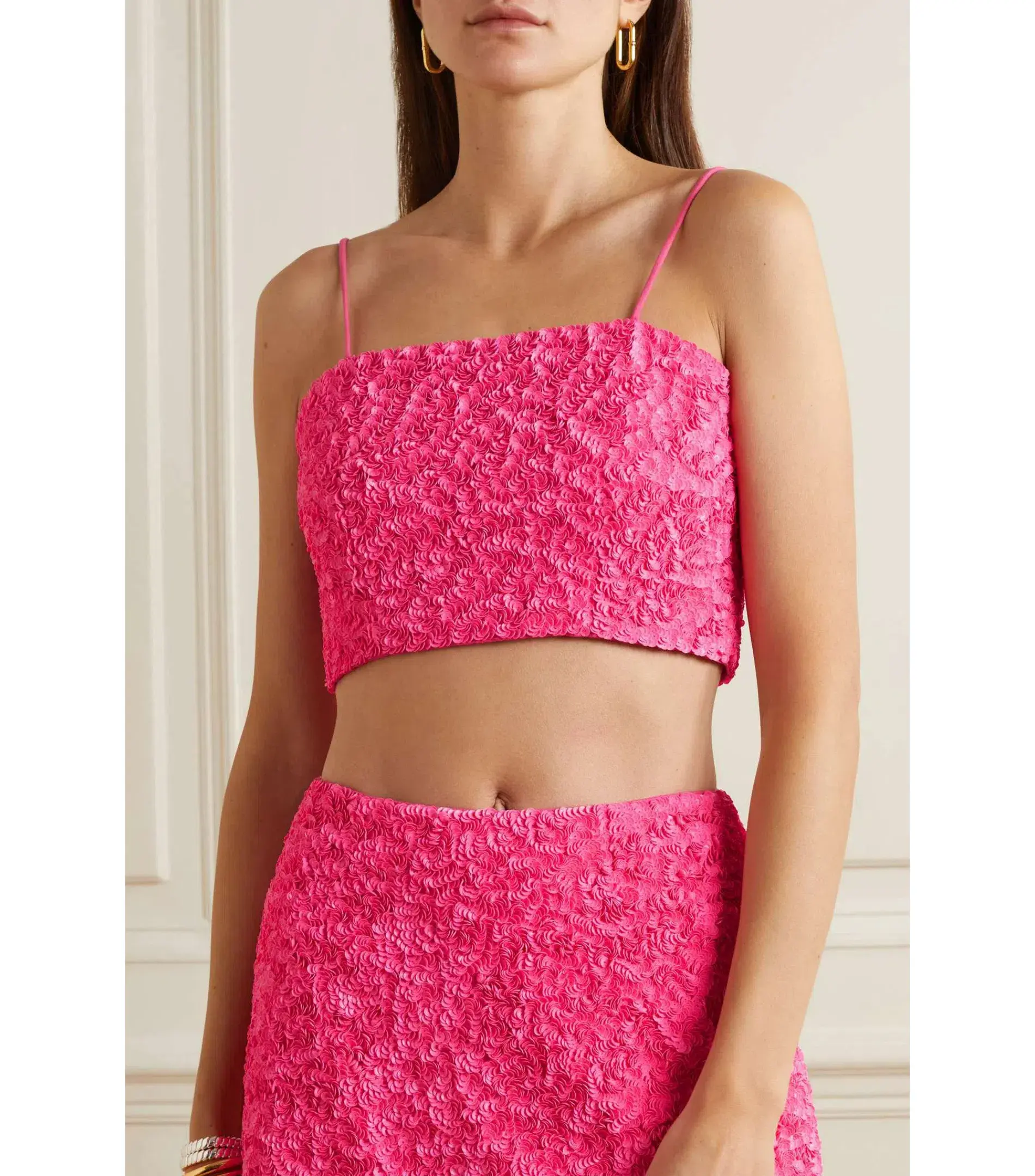 Aje Catara Skirt And Evelyn Crop Rouge Set Sequin Pink Size AU 8 - Image 2