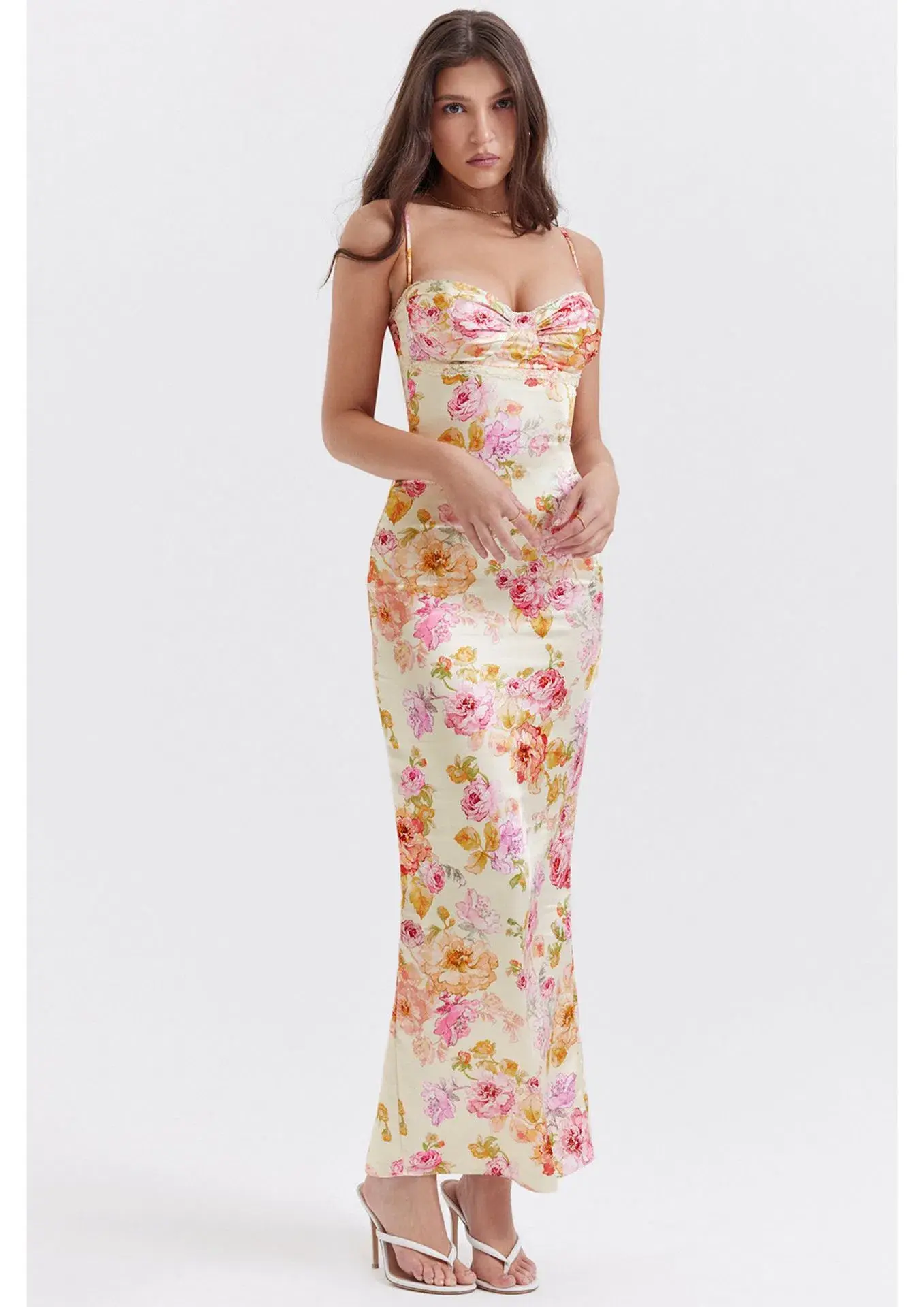 House of CB Josefina Maxi Dress in Ivory Floral Size S / AU 8 - Image 1