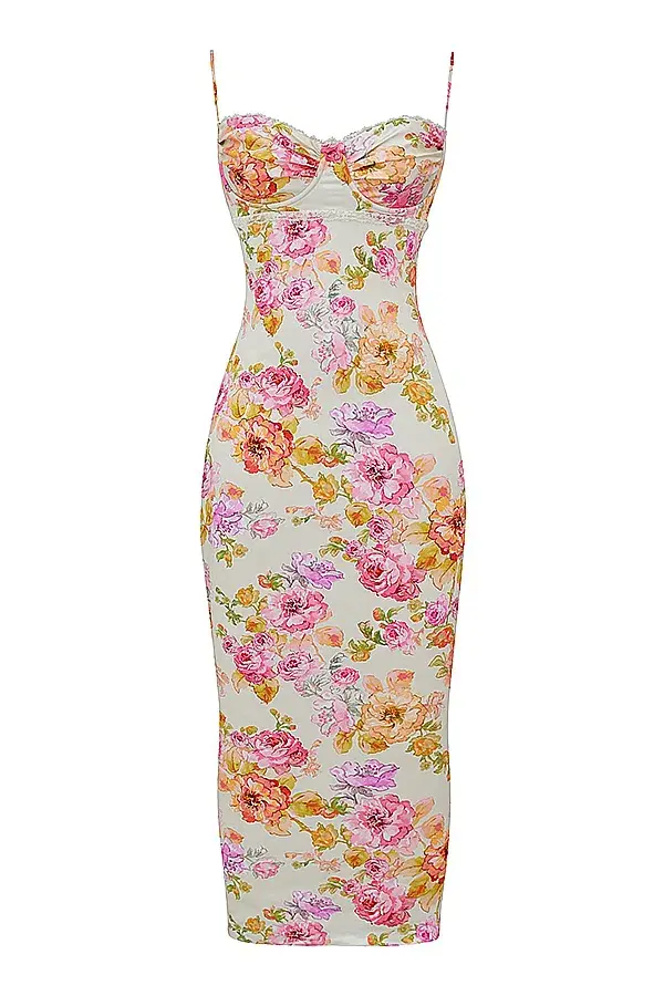 House of CB Josefina Maxi Dress in Ivory Floral Size S / AU 8 - Image 5