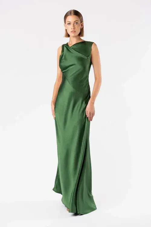 One Fell Swoop Francis Maxi Dress in Metallic Green Size 8 - Image 1
