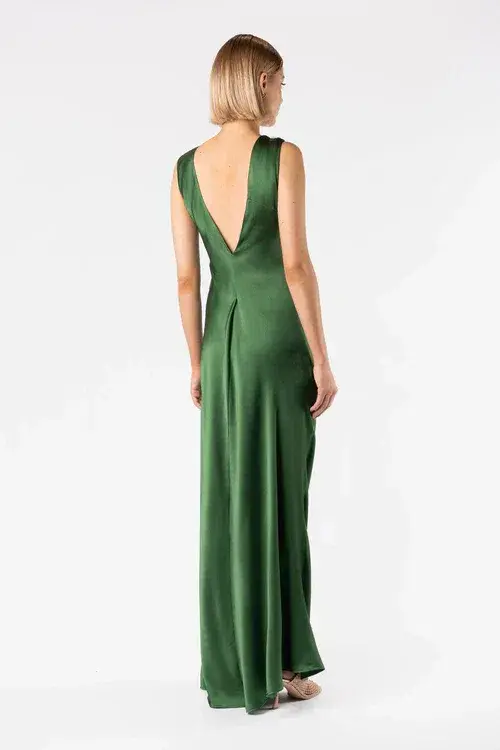 One Fell Swoop Francis Maxi Dress in Metallic Green Size 8 - Image 2