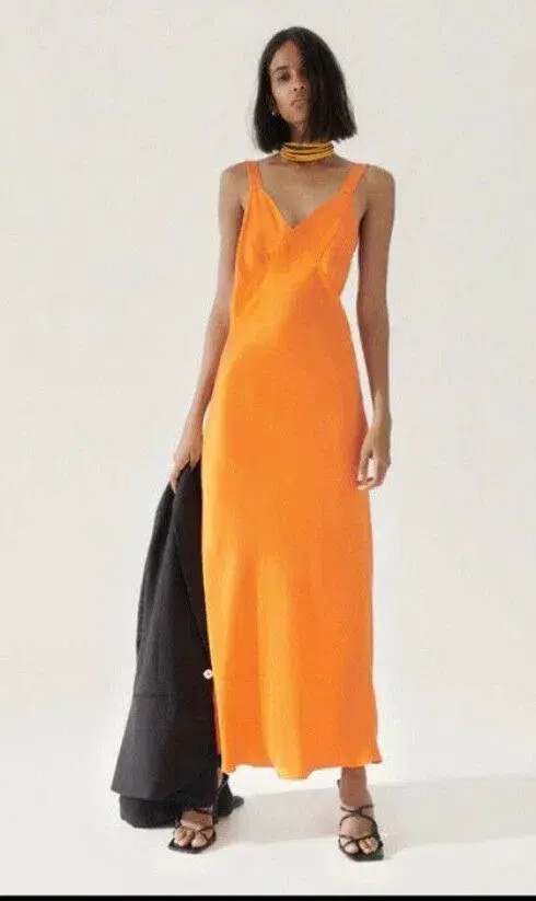 Silk Laundry Deco Ruched Maxi Dress Fire Lily Size 6/XS - Image 1