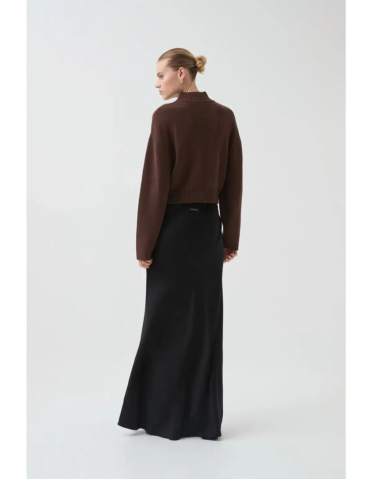 Aje Naia Quarter Zip Knit in Chocolate Brown Size  - Image 3