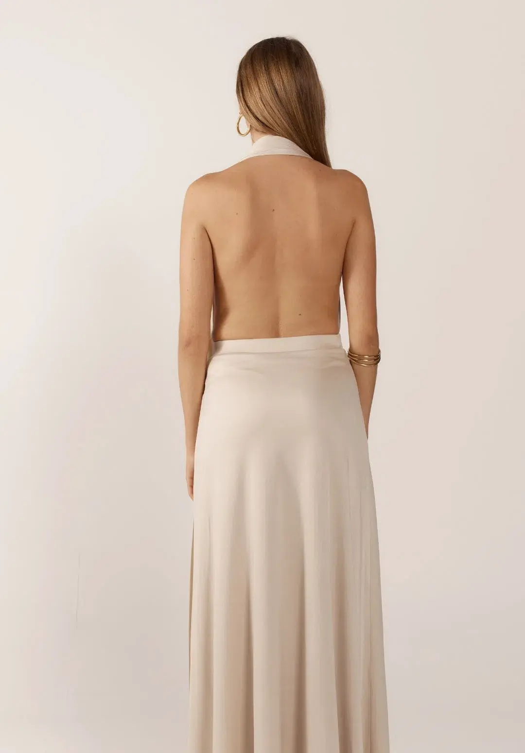 Ance Gria Odette Full Length Gown in Stone Size 8 for rent on The Volte - main image