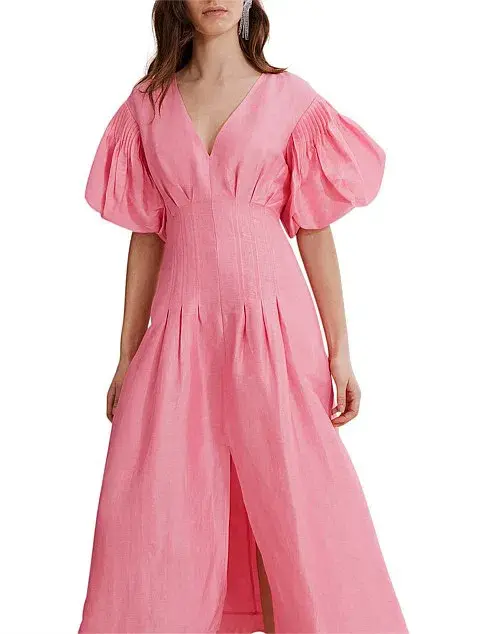 Country Road Tuck Sleeve Maxi Dress Pink Size 16 - Image 2