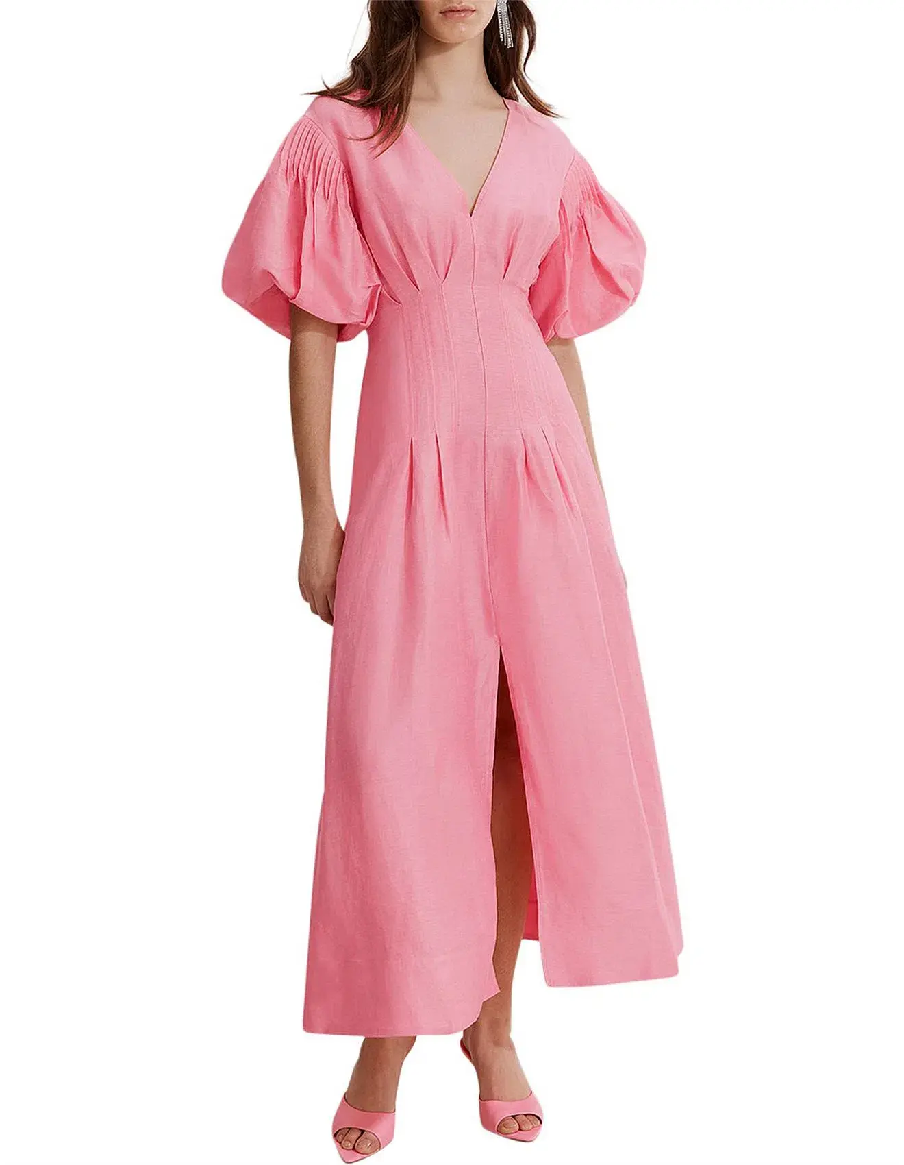 Country Road Tuck Sleeve Maxi Dress Pink Size 16 - Image 1