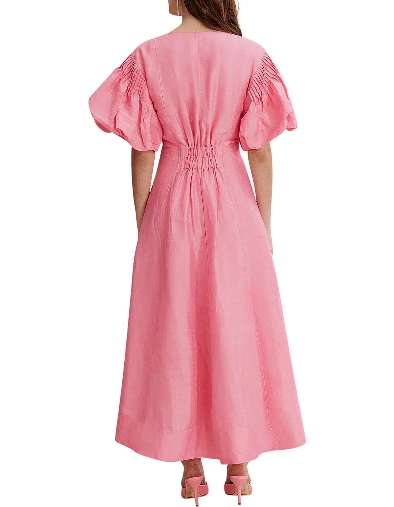 Country Road Tuck Sleeve Maxi Dress Pink Size 16 - Image 5