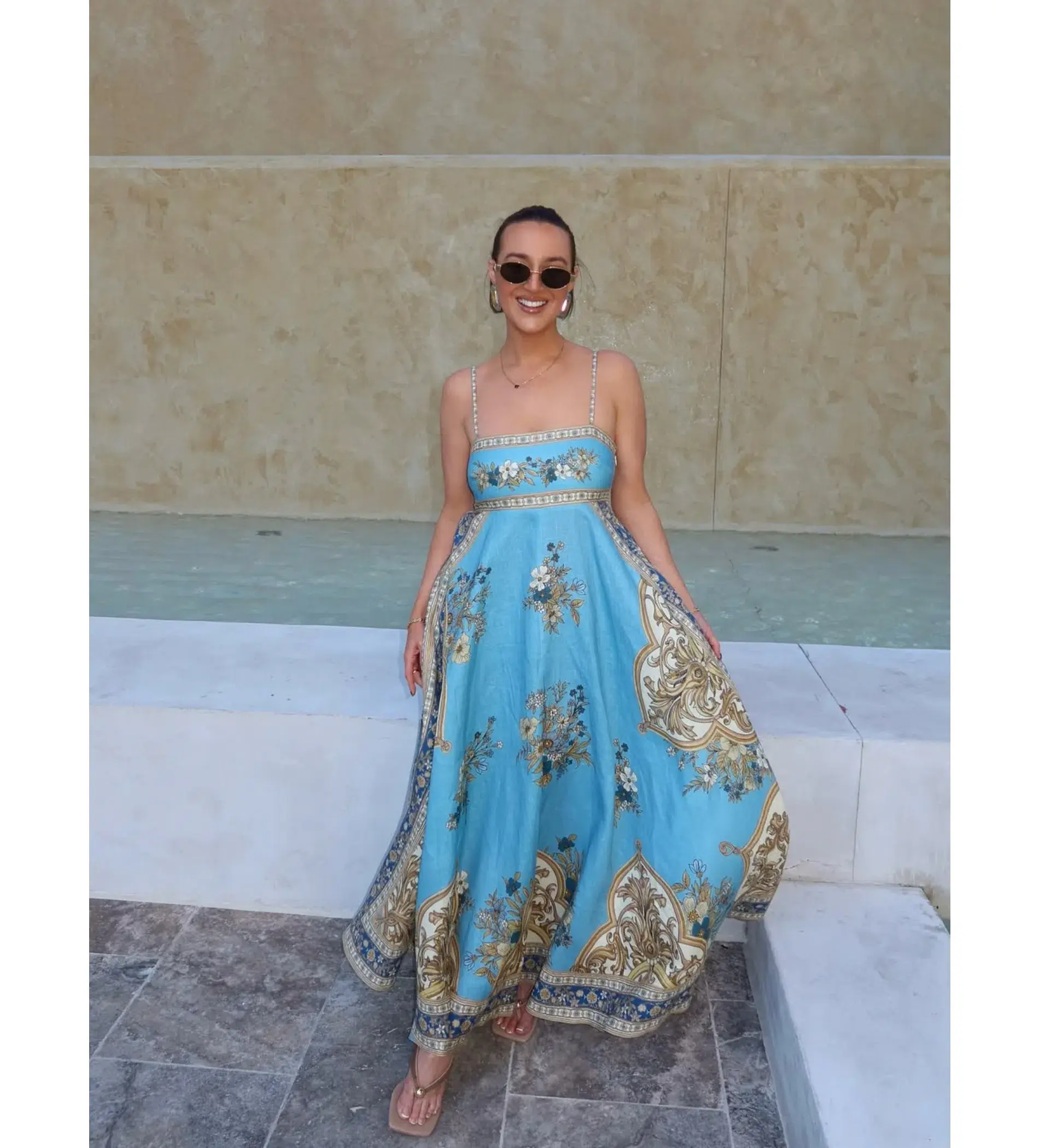 Alemais La Sirena Exclusive Cassie Sundress in Blue Size 8 - Image 2