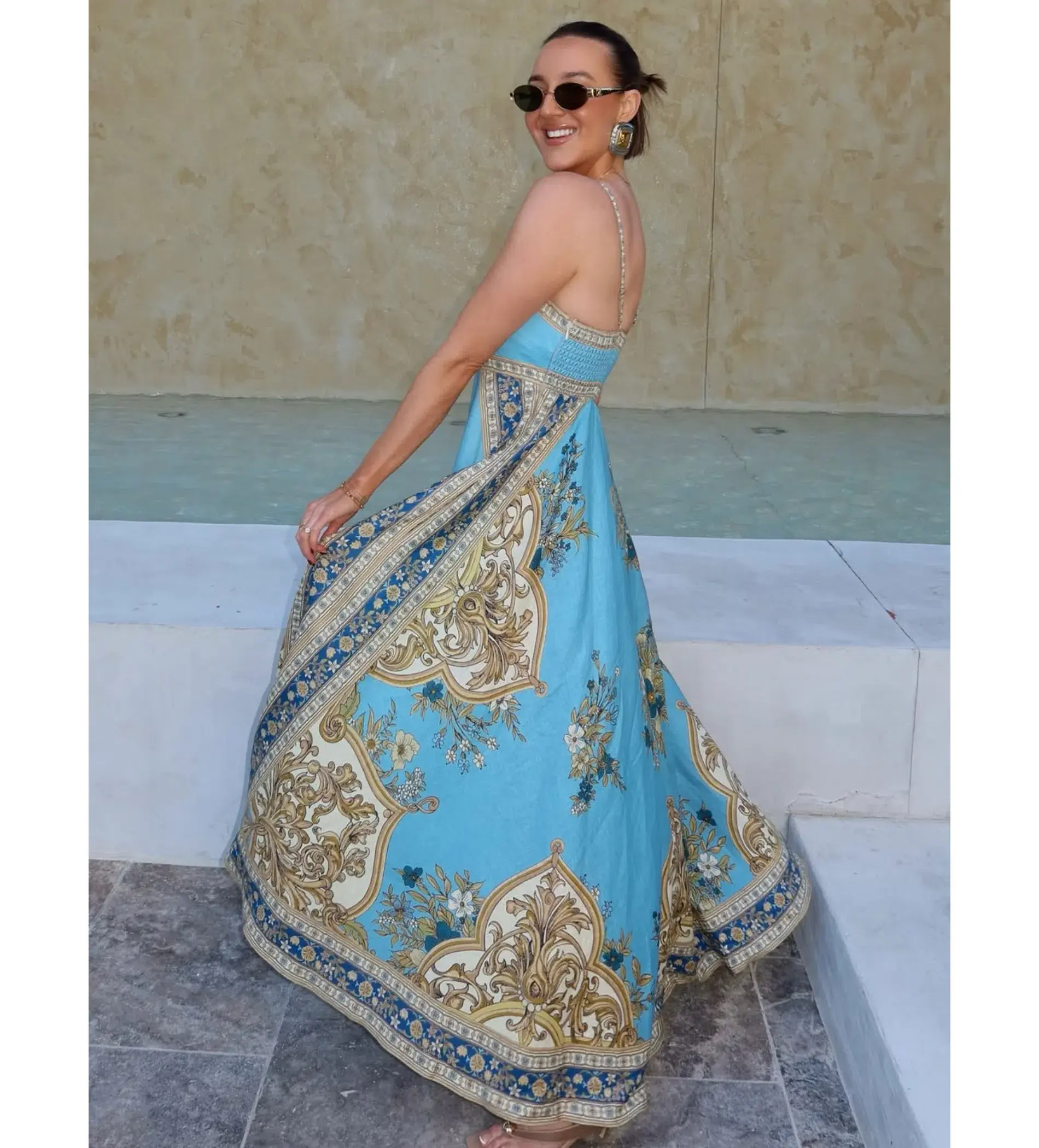 Alemais La Sirena Exclusive Cassie Sundress in Blue Size 8 - Image 3