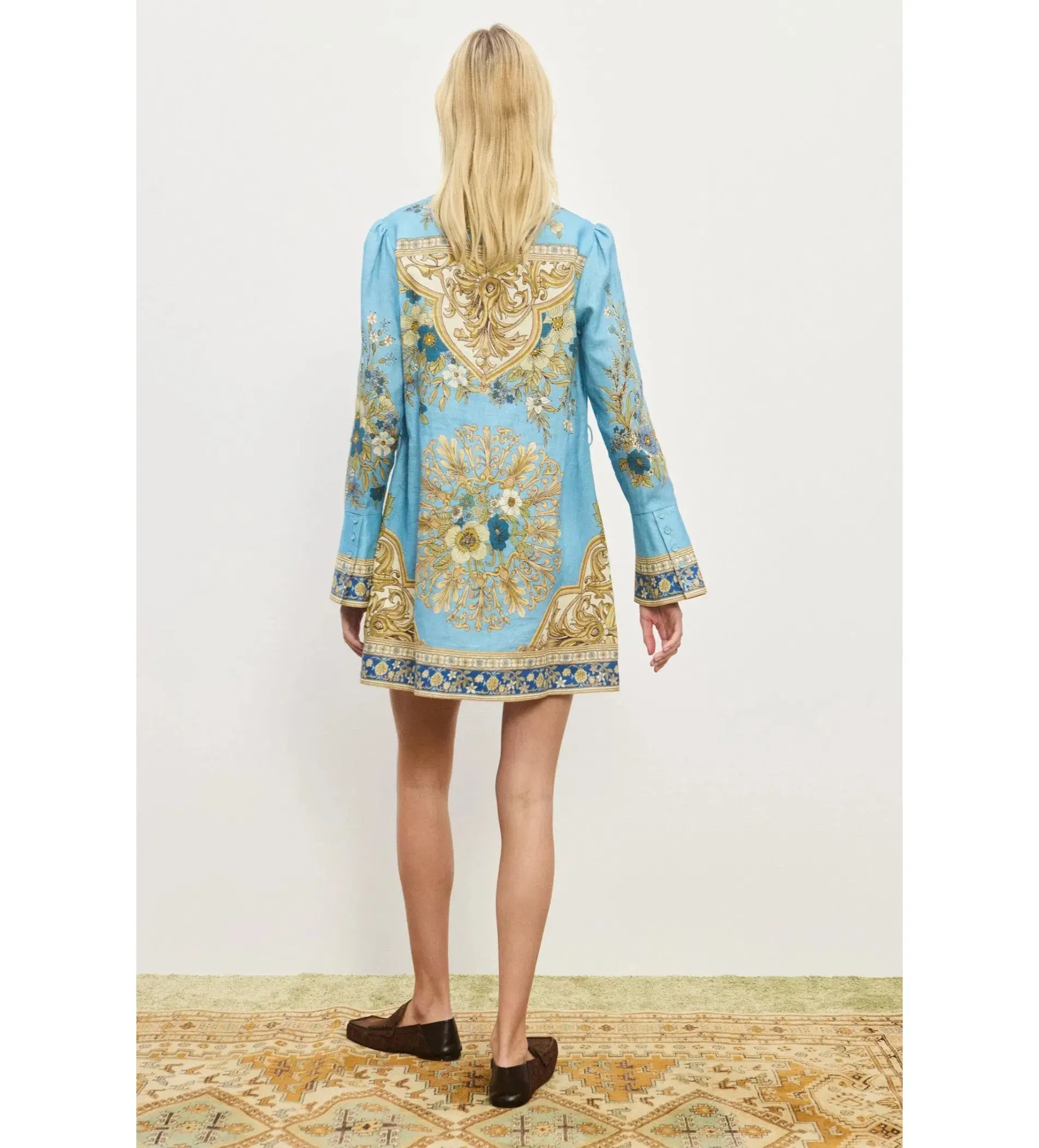Alemais Cassie Mini Dress Blue Floral Size AU 12 - Image 4