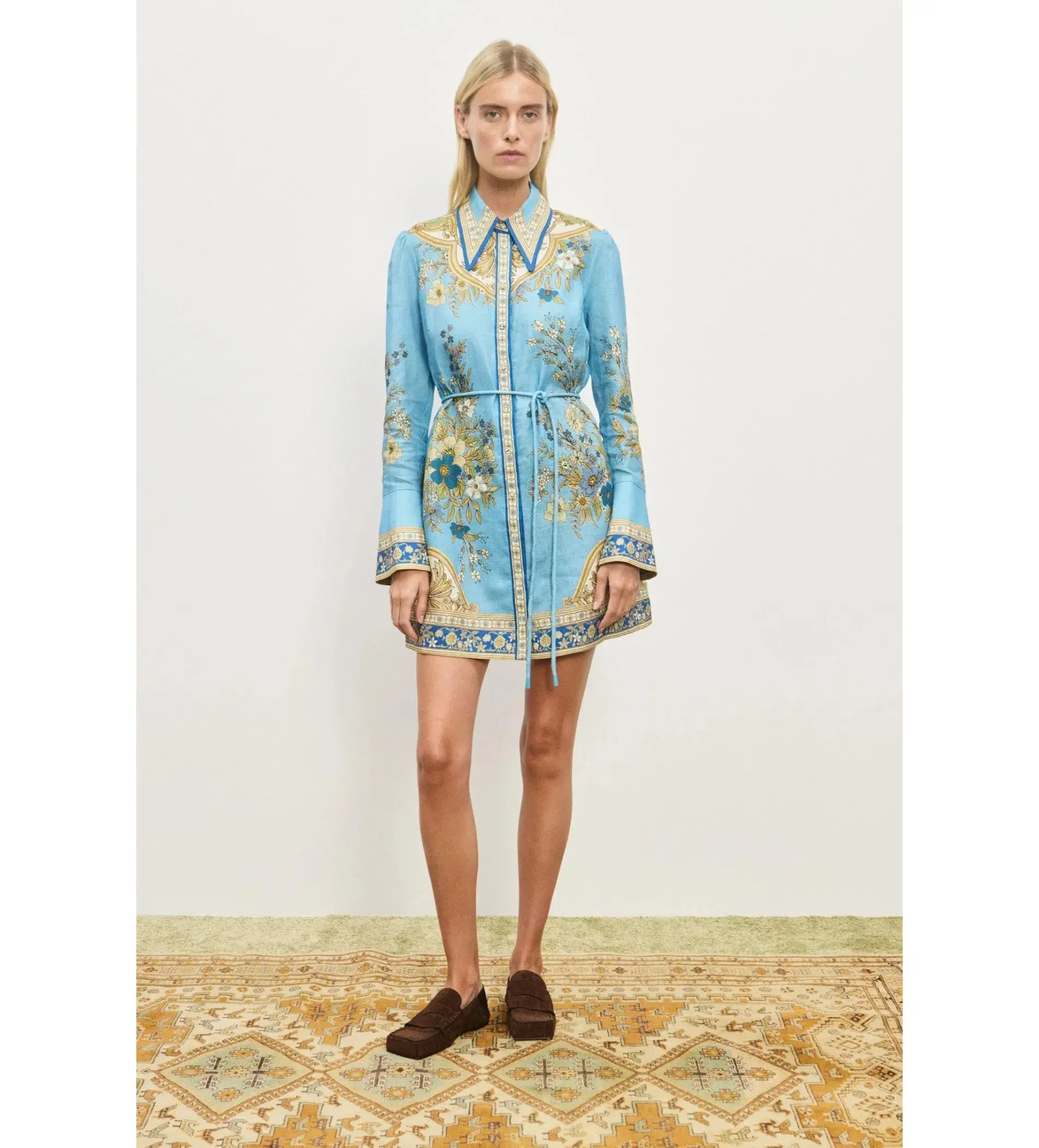 Alemais Cassie Mini Dress Blue Floral Size AU 12 - Image 1