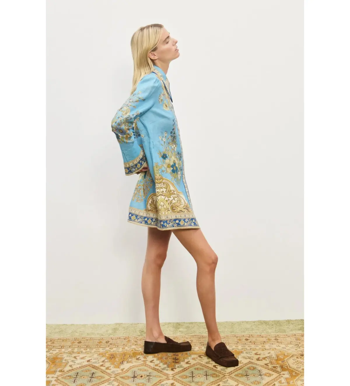 Alemais Cassie Mini Dress Blue Floral Size AU 12 - Image 3