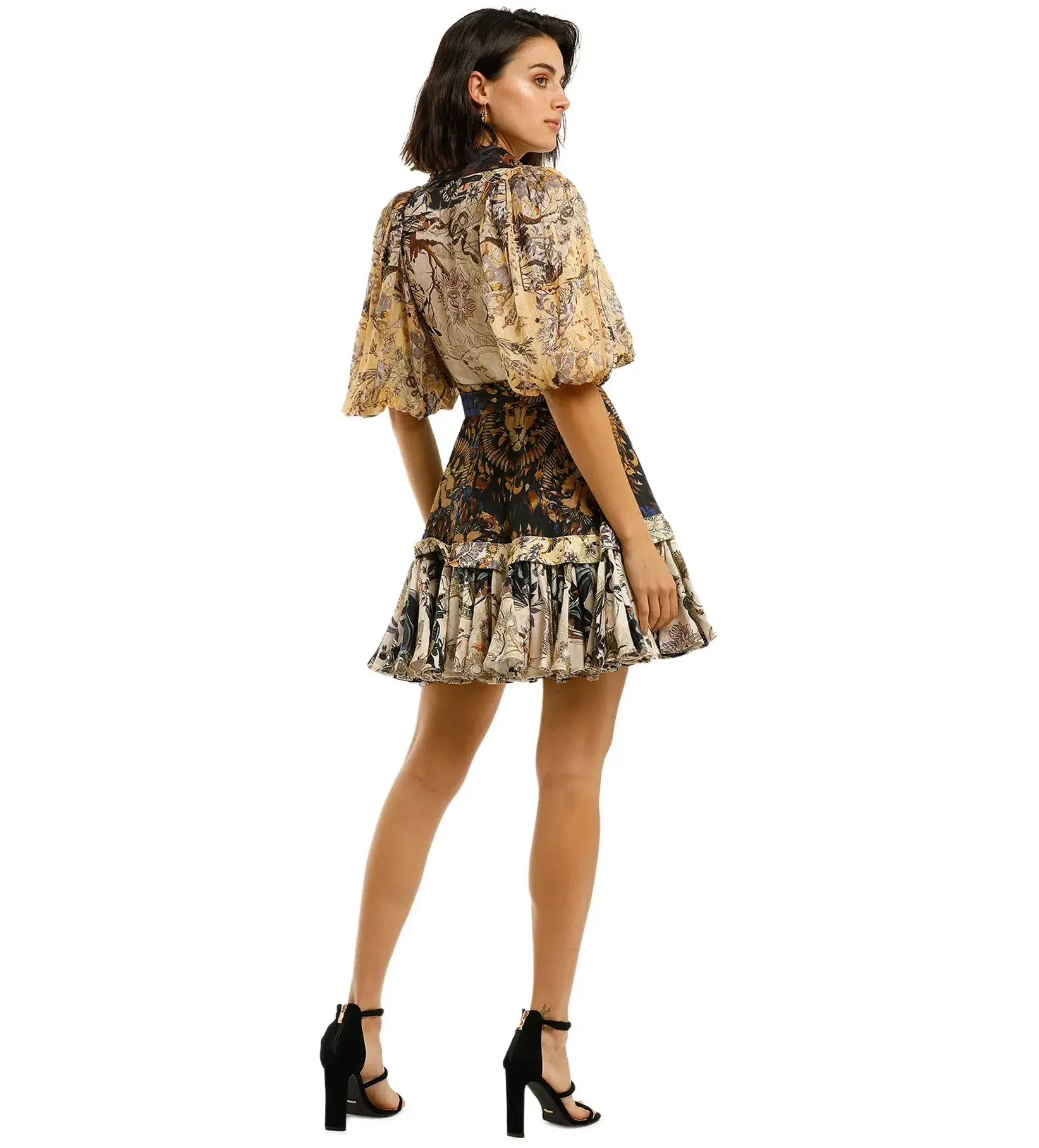 Leo Lin The World Silk Linen Mini Dress Multi Floral Print Size AU 8 - Image 3