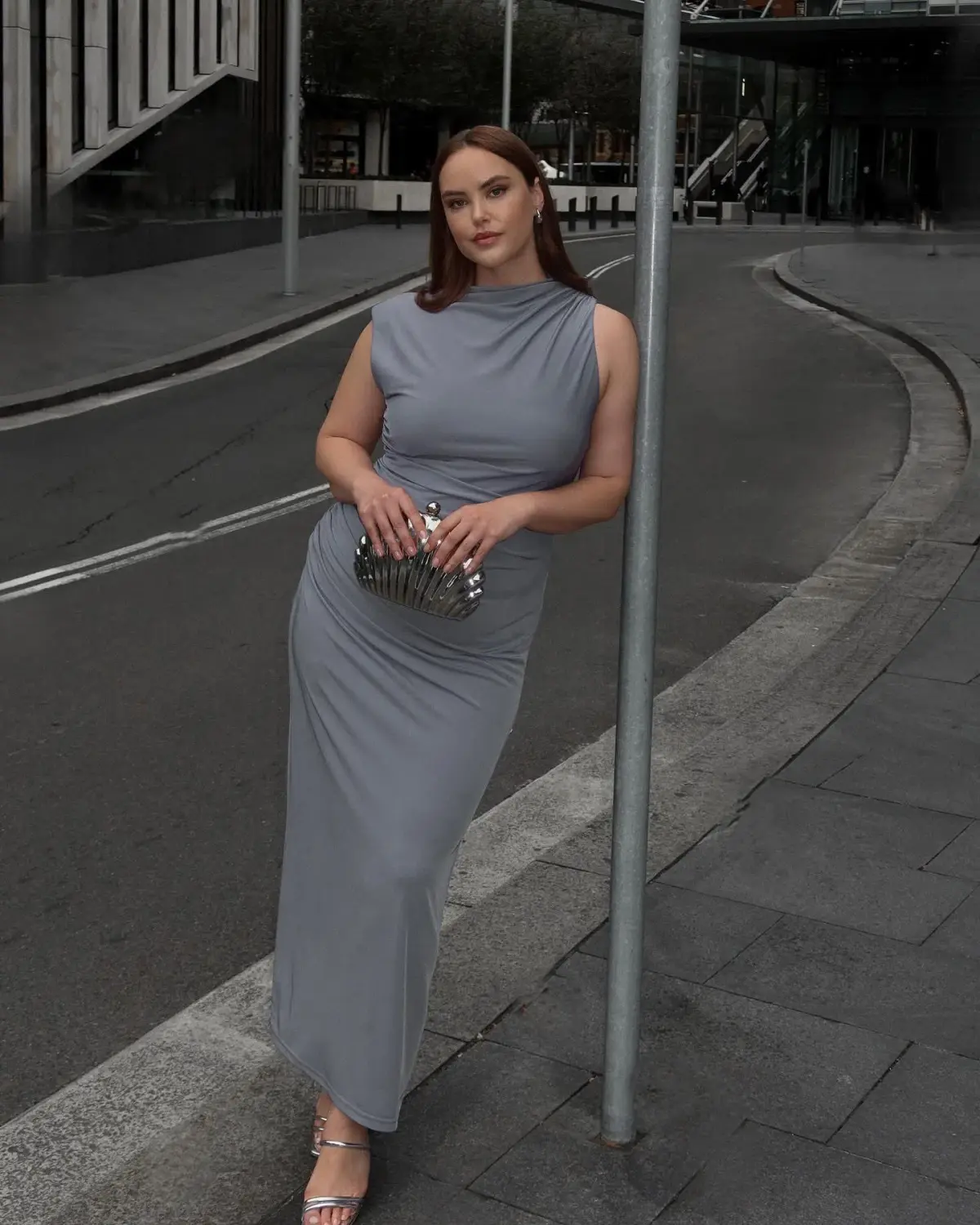 Sheike Gia Dress Midi Dove Grey Size AU 18 - Image 1