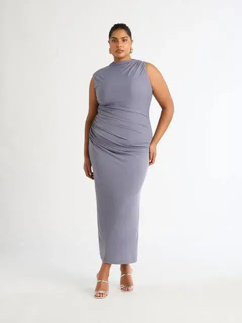 Sheike Gia Dress Midi Dove Grey Size AU 18 - Image 2