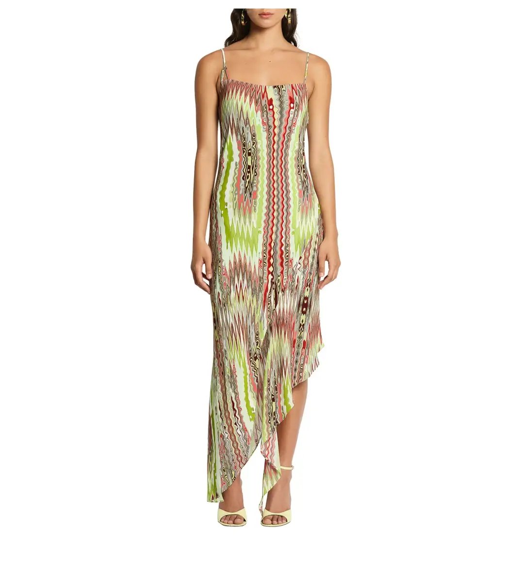 Sass & Bide Phoenix Asymmetric Hem Midi Dress Multi Print Size 6 for rent on The Volte - main image