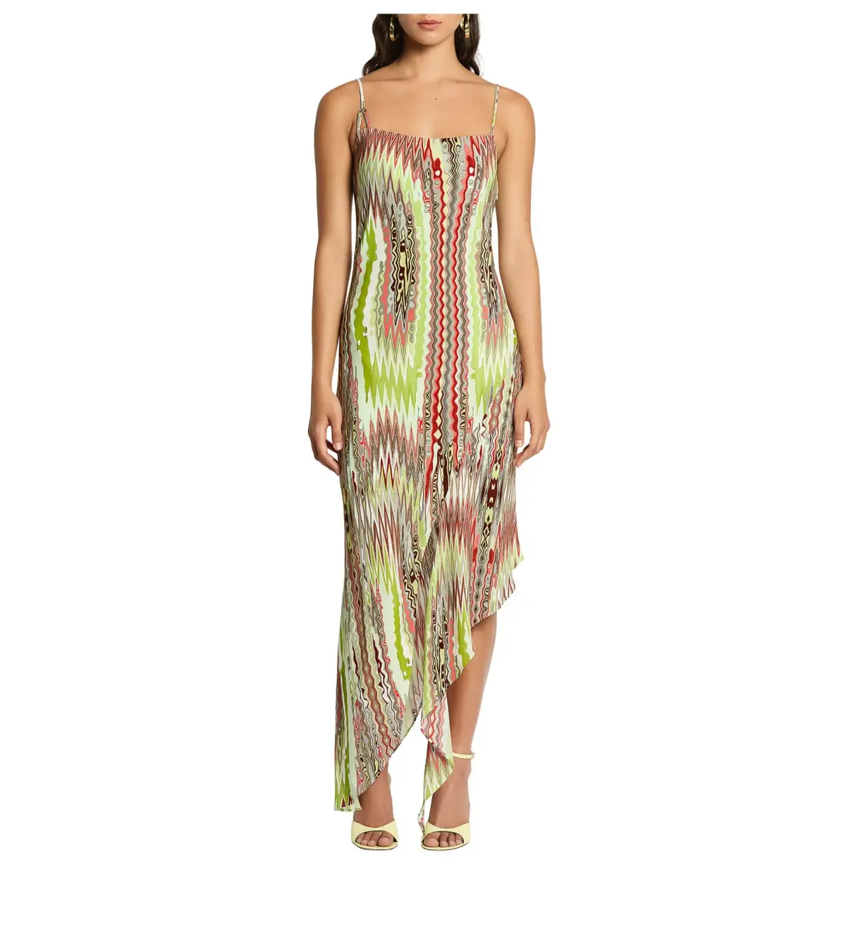 Sass & Bide Phoenix Asymmetric Hem Midi Dress Multi Print Size 6 - Image 1