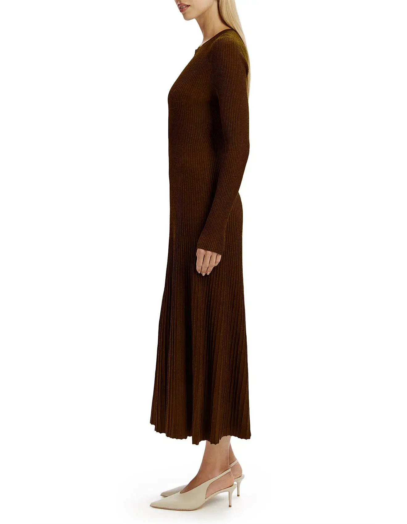 Bardot Hattie Knit Midi Dress Brown Size 14/XL - Image 1