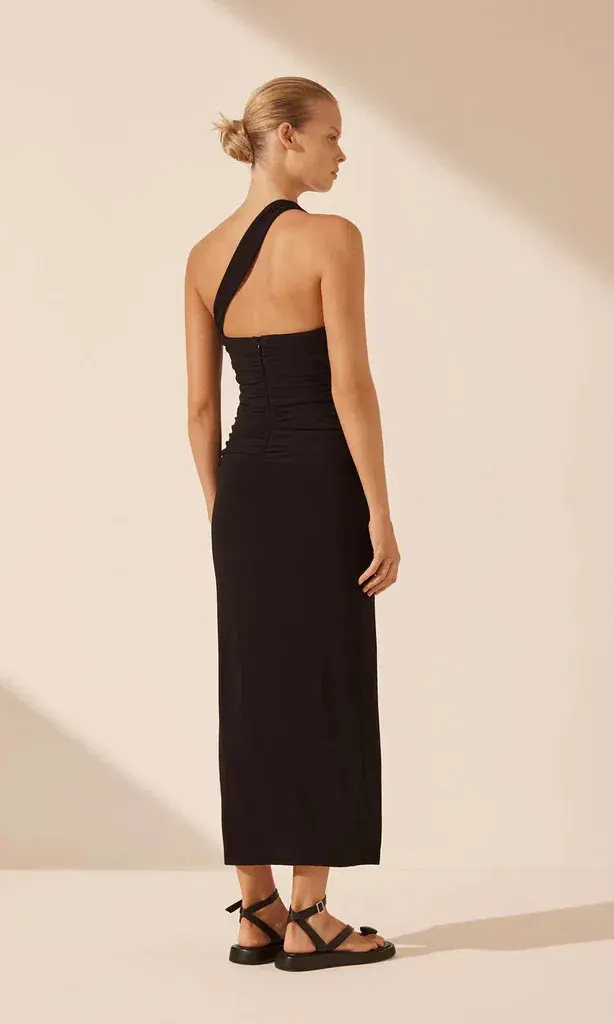 Shona Joy Yvette One Shoulder Midi Dress Black Size 14 - Image 4