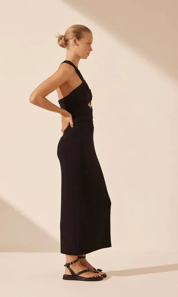 Shona Joy Yvette One Shoulder Midi Dress Black Size 14 - Image 3