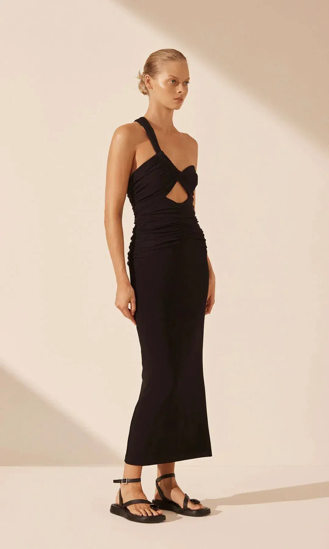 Shona Joy Yvette One Shoulder Midi Dress Black Size 14 - Image 2