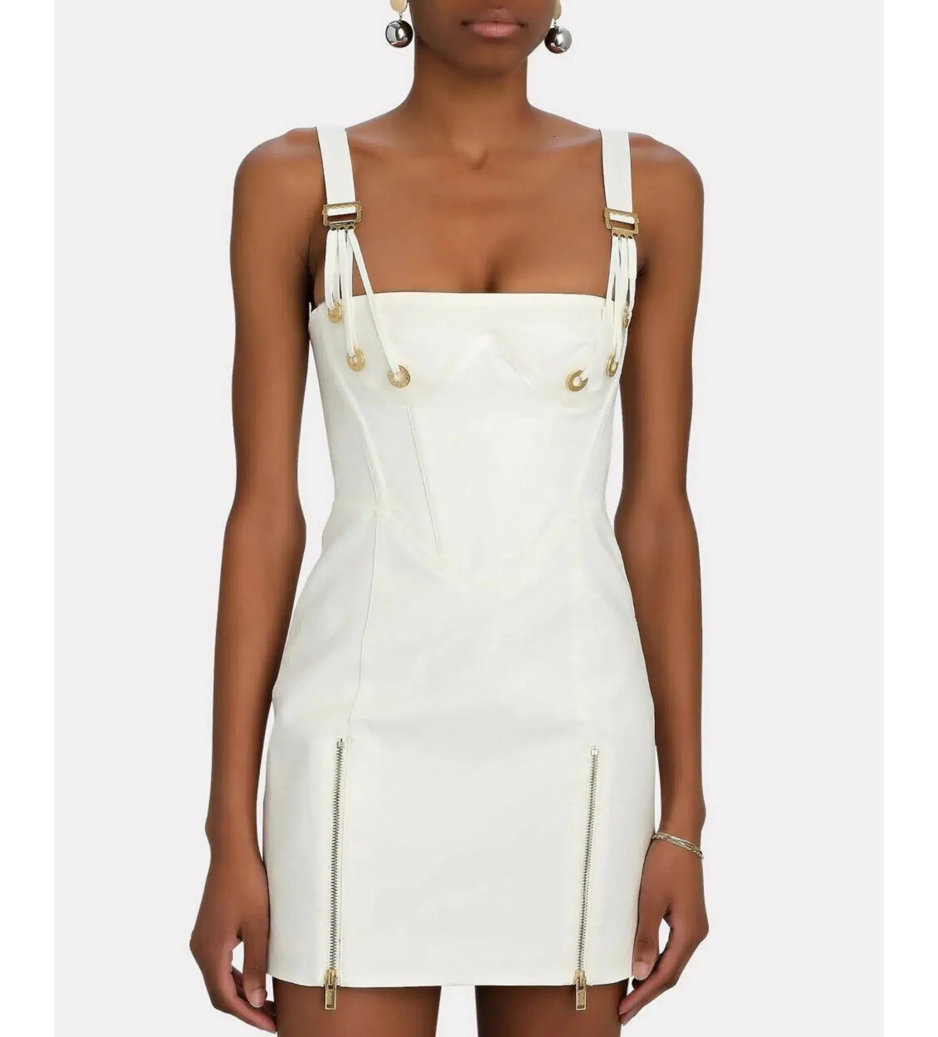 Dion Lee Fan Laced Mini Dress Ivory Size AU 4 - Image 3