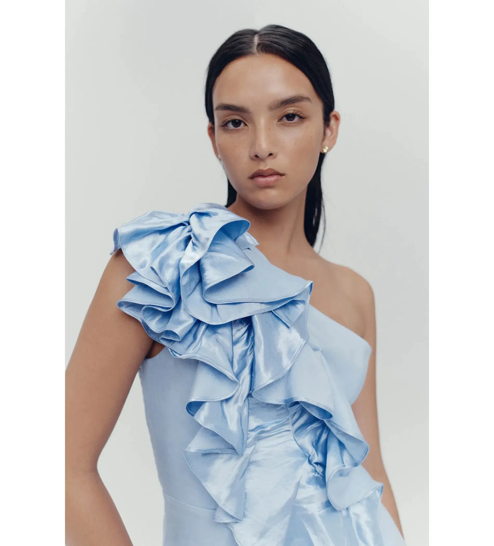 Aje Adelia Ruffle Midi Dress Light Sky Blue Size AU 6 - Image 5