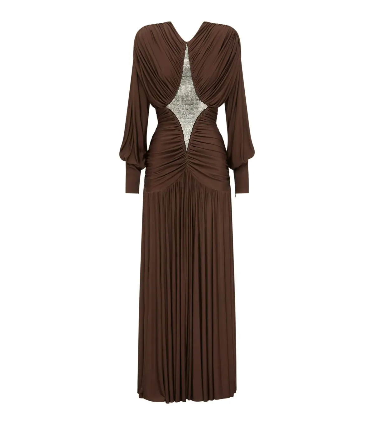 Alemais Silvio Ruched Maxi Dress Brown Size AU 6 - Image 4