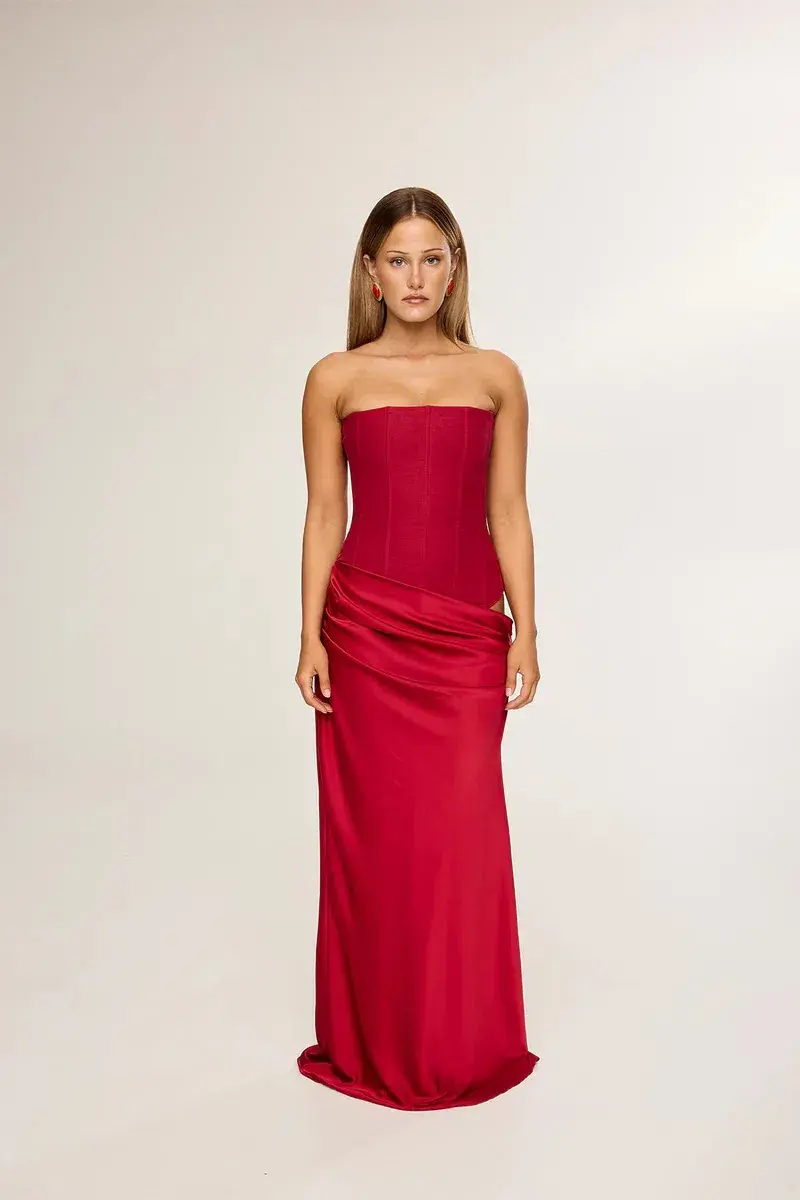 Hntr The Label Huxley Gown Maxi Wine Size AU 12 - Image 4
