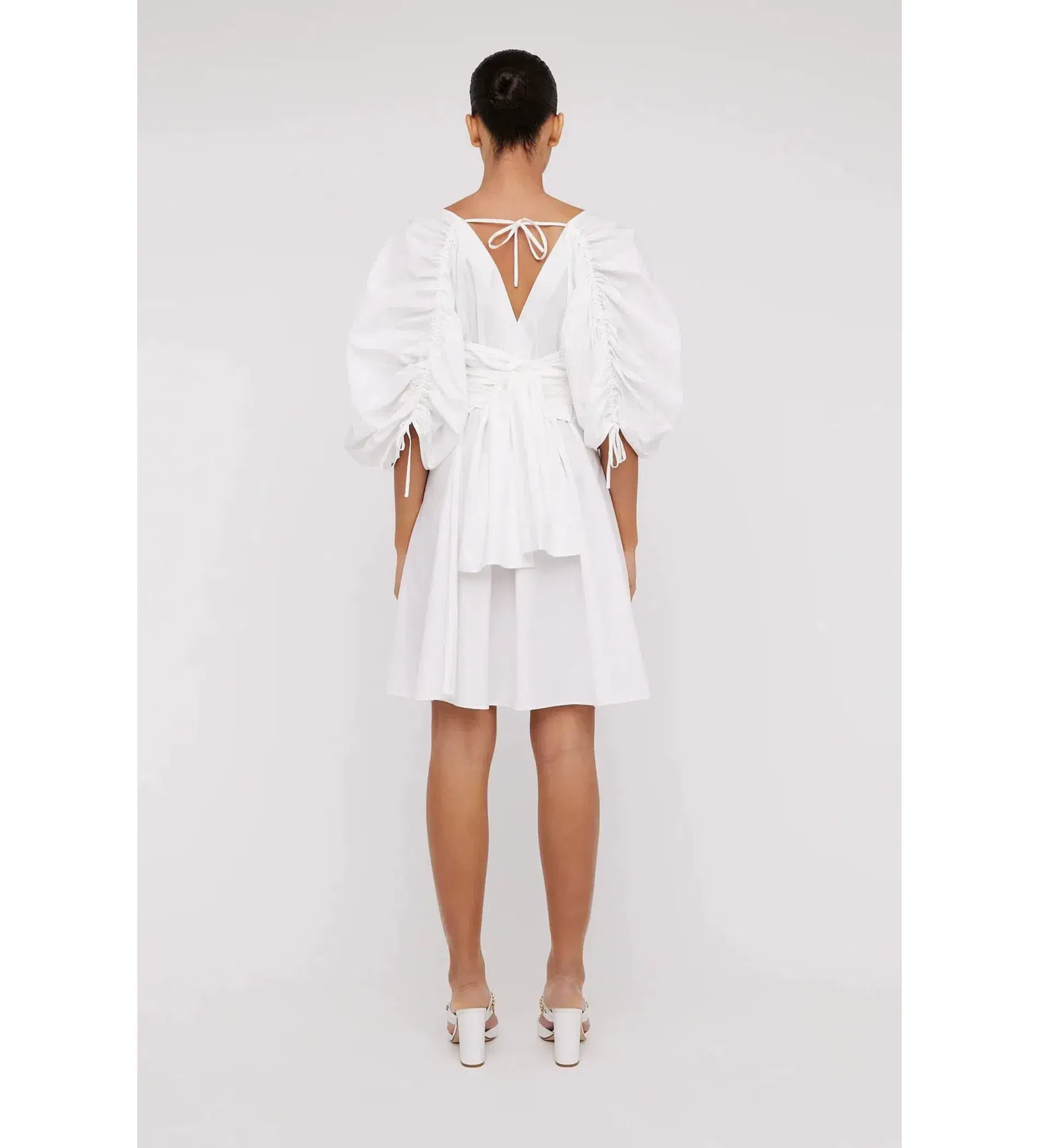 NEW Scanlan Theodore Parachute Sleeve Wrap Mini Dress in White Size XS / AU 6 - Image 3