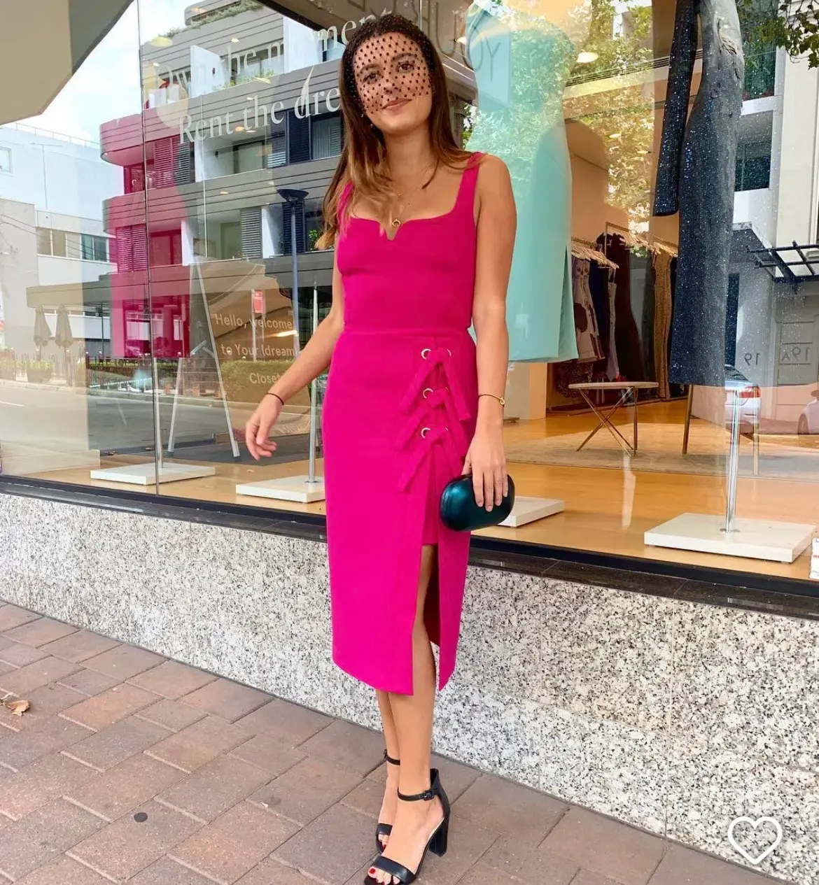 NEW Rebecca Vallance Delilah Fuchsia Pink Midi Bow Dress Size 6 - Image 1