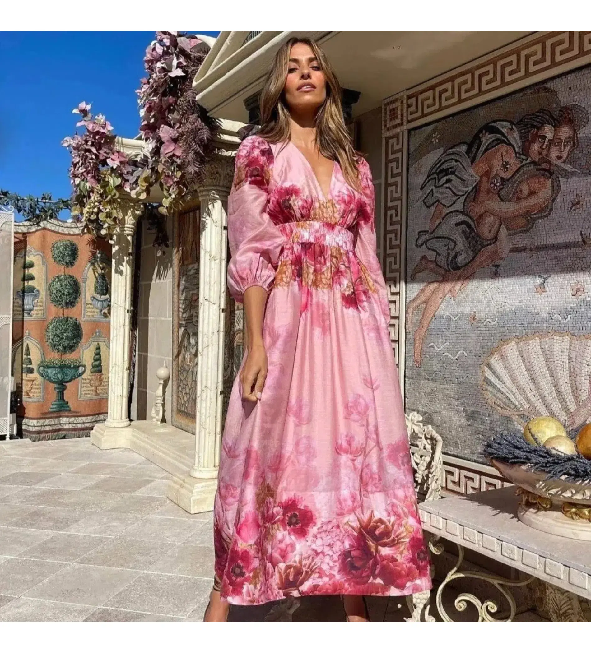 Sheike Swan Lake Midi Dress Pink Floral Size AU 16 - Image 5