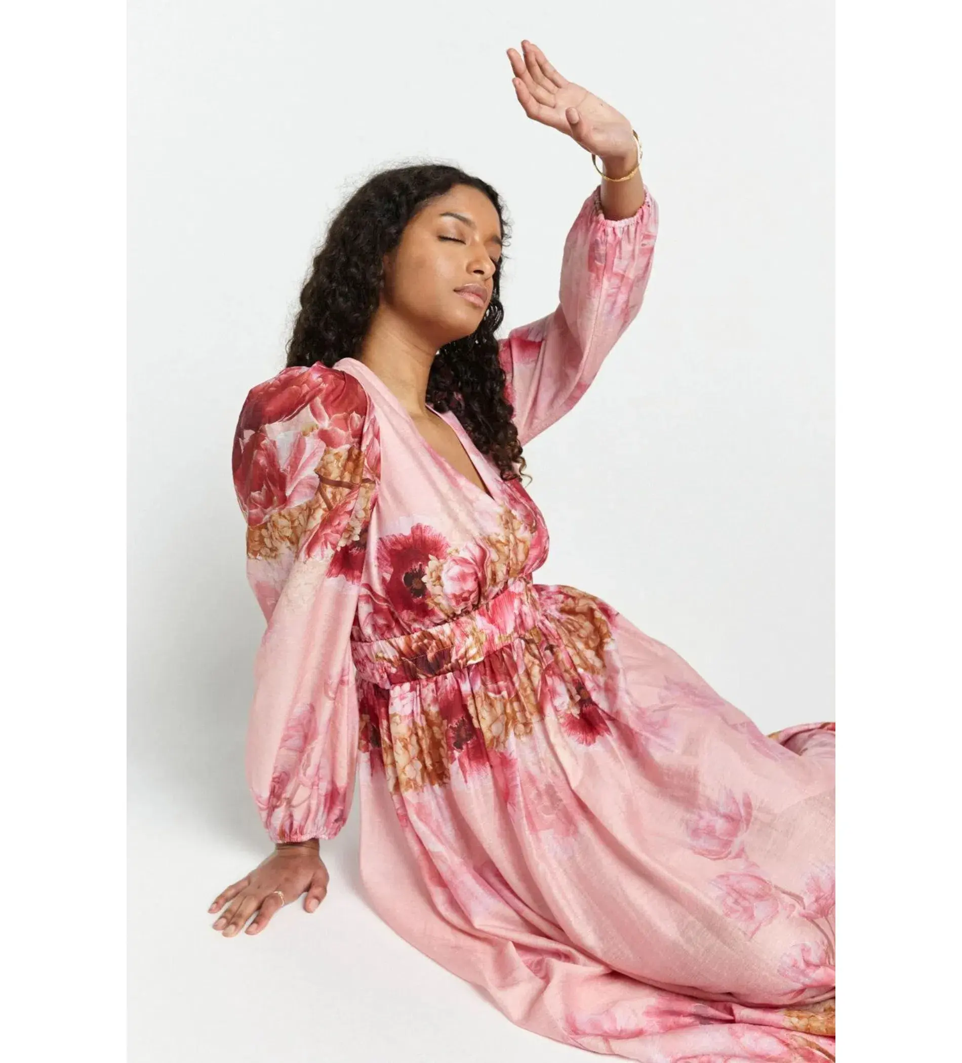 Sheike Swan Lake Midi Dress Pink Floral Size AU 16 - Image 6