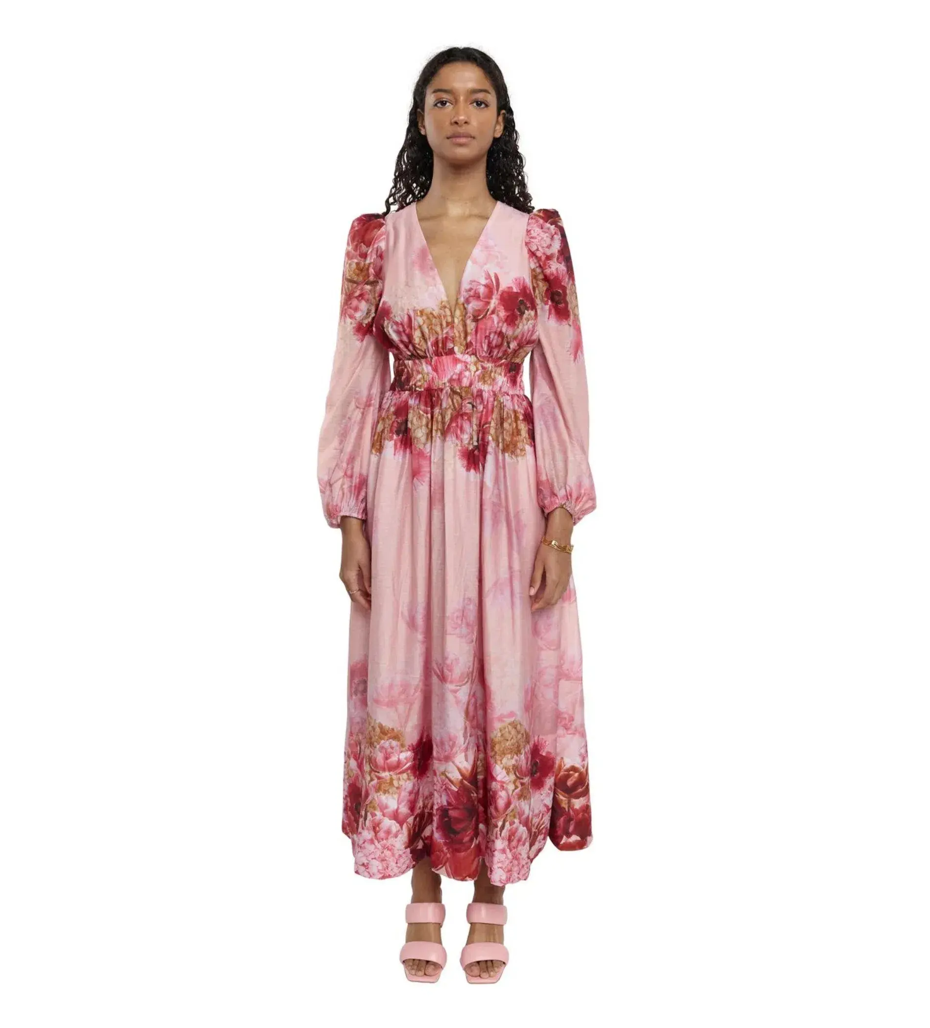 Sheike Swan Lake Midi Dress Pink Floral Size AU 16 - Image 1