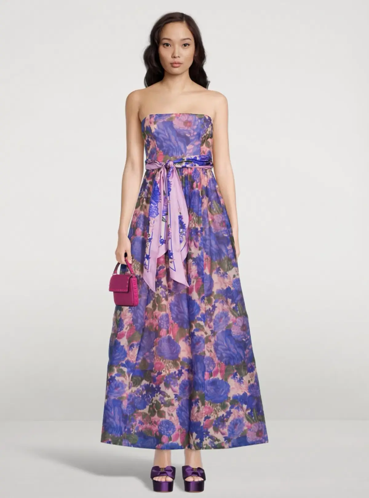 Zimmermann High Tide Strapless Maxi Dress Purple Ikat Floral Size 1 / AU 10 - Image 4