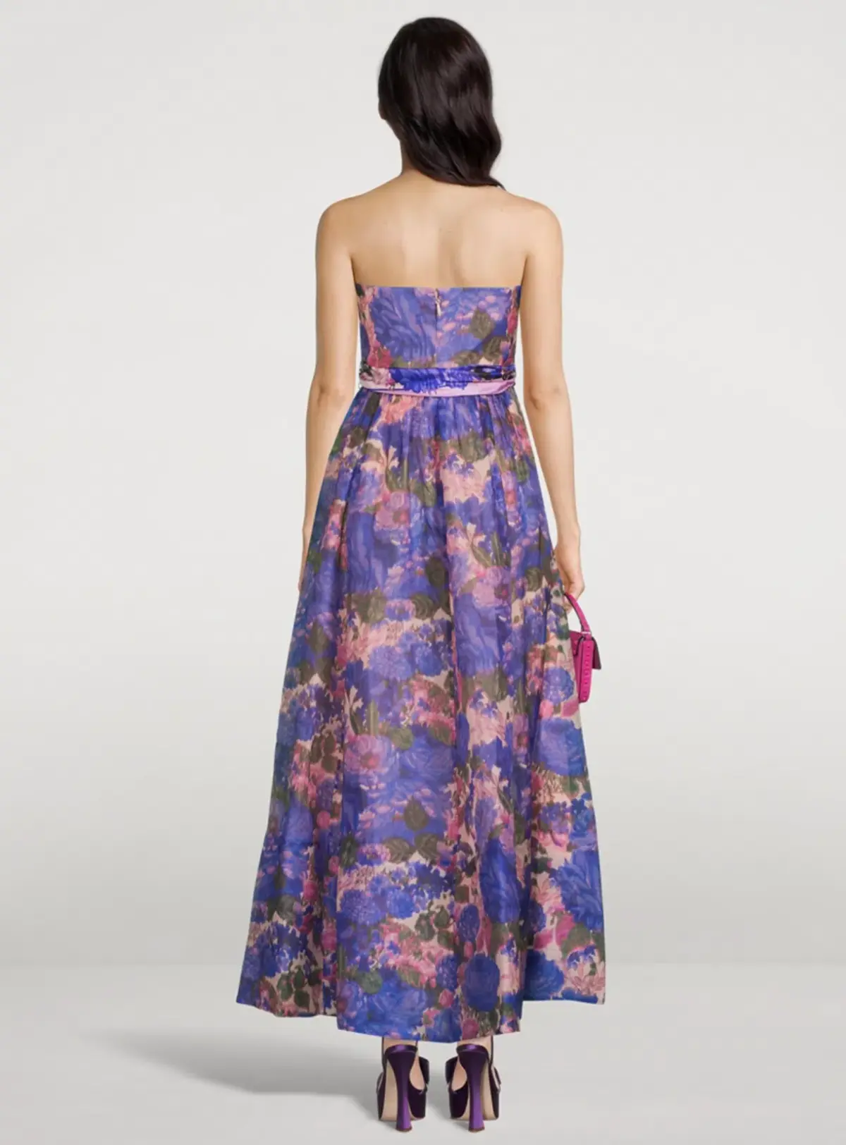 Zimmermann High Tide Strapless Maxi Dress Purple Ikat Floral Size 1 / AU 10 - Image 3