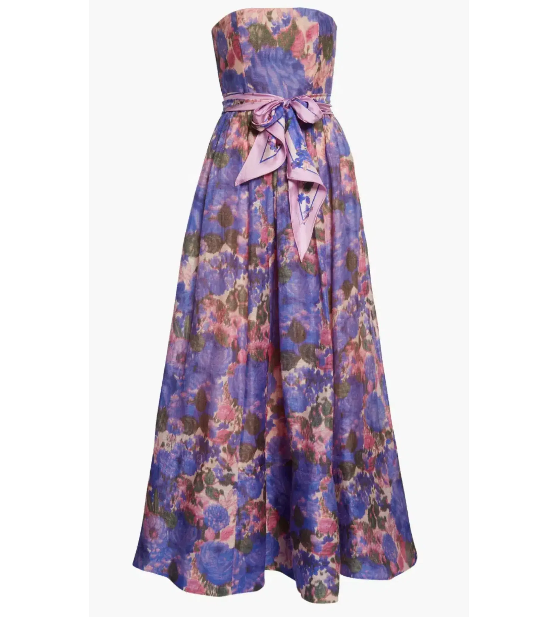 Zimmermann High Tide Strapless Maxi Dress Purple Ikat Floral Size 1 / AU 10 - Image 1